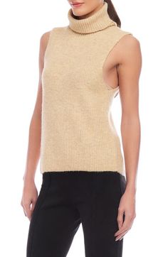 "Find FIFTEEN TWENTY Kelli Rib Sleeveless Turtleneck Sweater on Editorialist. Brushed softness lends cozy comfort to this ready-to-layer ribbed sweater with a scrunchy foldover turtleneck and no sleeves. 21\" length (size Small) Turtleneck Sleeveless 53% recycled polyester, 39% acrylic, 5% wool, 3% spandex Dry clean Imported" Sleeveless Turtleneck Sweater, Sleeveless Turtleneck Sweaters, Turtleneck Sleeveless, Sleeveless Turtleneck, Nordstrom Store, Comforters Cozy, Ribbed Sweater, Turtleneck Sweater, The Twenties