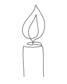 a single line drawing of a candle on a white background, with the outline drawn in black