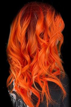 Hair Cut For Girls, Orange Ombre Hair, Bright Blue Hair, V Shape Hair, Pumpkin Hair, Red Ombre Hair