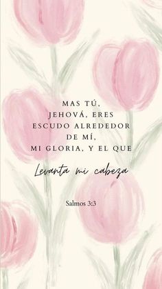 pink flowers with a bible verse written in spanish on the bottom right hand corner,