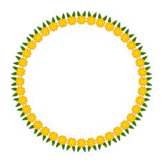 a circle made up of yellow flowers and green leaves