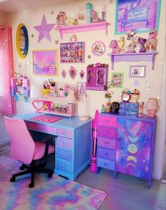 a room filled with lots of colorful furniture and decor