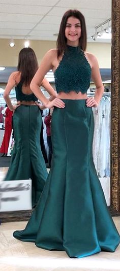 Gorgeous Mermaid High Neck Lace Satin Long Prom Dress Teal Formal Evening Gown Elegant Prom Gown 2 Piece Gown #dress #gown #prom #prom2018 #homecoming #formaldress #formalgown #weddingparty #promdress #promgown #evening #eveningdress #eveninggown #fashion #teal #2piece #twopiece Prom Dress Teal, Satin Long Prom Dress, Mermaid High, Formal Evening Gown, 19 Days, Evening Gowns Formal, Evening Party Dress, Neck Lace, Long Prom Dress