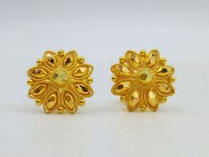 Traditional Gold Flower-shaped Earrings, Traditional Gold Flower Earrings, Traditional Yellow Gold Clip-on Earrings, Gold Flower-shaped Earrings For Festive Occasions, Formal Yellow Flower-shaped Earrings, Traditional Yellow Gold Flower-shaped Earrings, Gold Flower Earrings For Festive Occasions, Traditional Flower Earrings For Festive Occasions, Traditional Flower-shaped Earrings