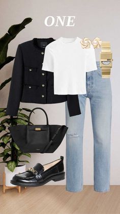 Classic Jeans Outfit, Jeans Outfit Classy, Summer Outfits Classy, Chanel Inspired Outfit, Tweed Jacket Outfit, Classic Summer Outfits, What To Wear To Work, Business Casual Outfit, Shoplook Outfits