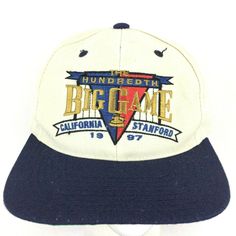 Vintage 90's The Hundredth Big Game California Stanford 1997 Football Cap Spell Out Script Logo Snap Back Baseball Trucker Dad Hat BUY IT NOW! Please feel free to ask any questions you have about this item, I am here to make sure you are happy with your purchase. #HAT49 Vintage Fitted Hats, Vintage White Fitted Hat With Curved Brim, White Vintage Fitted Hat With Curved Brim, Retro Baseball Cap For College Baseball Season, Vintage White Dad Cap, Vintage Flat Brim Sports Hat, Vintage White Baseball Cap For Sports, Vintage Six-panel Dad Hat, Vintage White Six-panel Baseball Cap