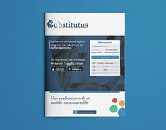 a brochure is displayed on a blue background with the words subsittus