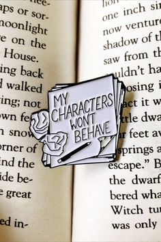 Cute and funny enamel pin for writers and authors. It says "My Characters Won't Behave" and features crumpled pages of their work in progress. A fun stocking stuffer or birthday gift. Writing Humor, Night Vision Goggles, Enamel Pin Collection, Writer Gifts, Jacket Pins, Enamel Lapel Pin, Cool Pins, Cute Pins, Sci Fi Fantasy