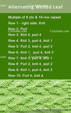 an image of knitting instructions for knits and crochet, with text overlaying