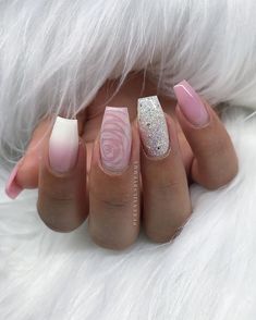 Wedding nails 💗🌸💍 Insp French Fade, Ombre Nails Glitter, Ombre Nail Designs, Coffin Nails Long, Glitter Ombre, Nails Long, Nail Art Hacks, Gorgeous Nails