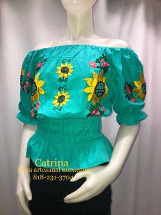 Mexican handcrafted blouse 100% cotton Mexican blouse, sunflower blouse, off-the-shoulder blouse, embroidered blouse, regional blouse, Tipica blouse, handmade blouse, perfect for a Mexican party party or any other event Summer Embroidered Off-shoulder Blouse, Embroidered Off-shoulder Blouse For Summer, Off-shoulder Cotton Top With Floral Embroidery, Cotton Off-shoulder Tops With Floral Embroidery, Embroidered Off-shoulder Cotton Tops, Cotton Embroidered Off-shoulder Tops, Traditional Fitted Peasant Top For Summer, Fitted Off-shoulder Embroidered Top, Summer Embroidered Fitted Peasant Top