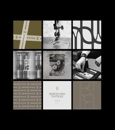 a collage of black and white photos with different font styles, including the logo for barcelona design week