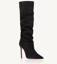 Black, 105mm $1,350 Aquazzura Shoes, Leather Care, Casual Jeans, Stiletto Heel, Leather Heels, Suede Leather, Knee High, Stiletto Heels, Heel Height