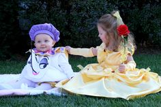 mrs. potts halloween costume | The Schweiss Family: Belle and Mrs. Potts - Happy Halloween! Costumes For Sisters, Chip Costume, Matching Family Halloween Costumes, First Halloween Costumes