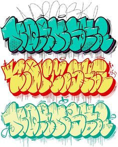 graffiti font and numbers in different colors