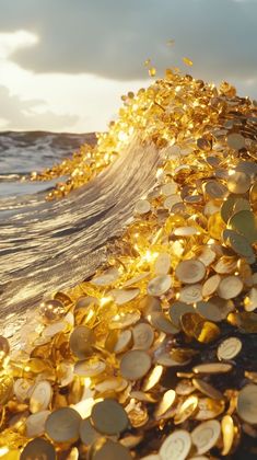 Gold Money Wallpaper, 2025 Gold, Gold Coin Wallpaper, Gold Coins Money, Abundance Images, Lucky Wallpaper, Gold Money, Gold Waves, Money And Happiness