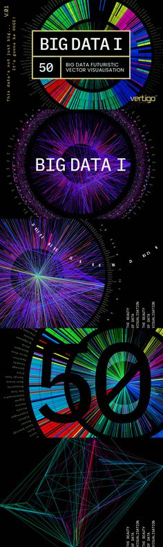 the big data poster is shown with colorful lines