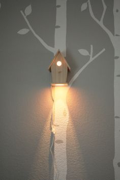 an image of a birdhouse lamp on the wall