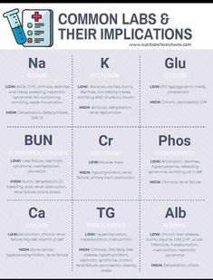 the common labs and their injections are shown in this graphic diagram, which shows how