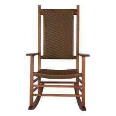 a brown rocking chair on a white background