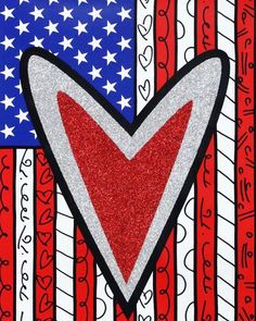 an american flag with a heart on it