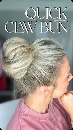 Medium Hair Everyday Styles, Updo Tutorials For Medium Hair, Mid Length Hair Updo Easy, Quick Updos For Medium Hair For Work, Easy Updos For Medium Hair Tutorial, Fine Hair Updo Easy, Work Updos For Medium Hair, Updo For Fine Hair, Easy Updos For Fine Hair