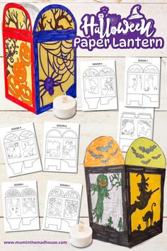 halloween paper lantern with instructions to make it