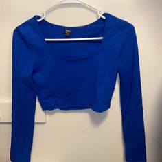 Never Worn Shein Royal Blue Long Sleeve. Cropped With Low Neck. Size-S Royal Blue Top Outfit Casual, Blue Stretch Crop Top For Fall, Fitted Royal Blue Long Sleeve Top, Blue Stretch Cropped Top, Blue Long Sleeve Trendy Crop Top, Blue Fitted Cropped Top, Blue Fitted Trendy Crop Top, Fitted Cropped Blue Top, Trendy Blue Long Sleeve Crop Top