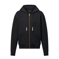 LOUIS VUITTON® - Embroidered Zipped Jersey Hoodie - Black Silver Jewelry Fashion, Leather Denim, Buckle Shoes, Louis Vuitton Official, Mens Spring, Knitwear Tops, Pant Shirt, Dandy, Denim Top