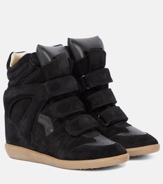 Bekett leather and suede sneakers in black - Isabel Marant | Mytheresa Isabel Marant Sneakers, Hidden Wedge Sneakers, Skor Sneakers, Isabel Marant Shoes, Black Wedge, Heels Boots, Happy Days, Wedge Sneakers, Suede Sneakers