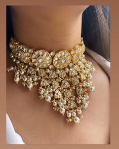 Very beautiful handmade rajwari necklace set which add extra glow in you look. Luxury Bollywood Jewelry With Meenakari, Luxury Chandbali Necklace For Wedding, Luxury Fusion Style Kundan Necklace For Festivals, Luxury Kundan Necklace With Zari Work, Luxury Kundan Necklace With Stone Work For Reception, Cloths References, Sabyasachi Wedding, Lehenga Ideas, Necklace Closure