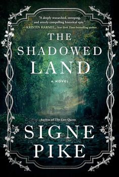 the book cover for the shadowed land by signe pike, with an image of a forest