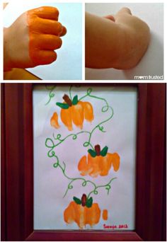 a painting with pumpkins painted on it