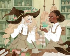 Vanessa Gillings, Two Girls, The Kitchen, Witch, Lab, Books, Hair, Art