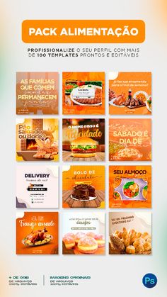 Pack de alimentação é uma ferramenta incrível para transformar suas redes sociais usando pack editáveis de forma simples e profissional. Cheio de artes incríveis para o sua padaria, cafeteria, restaurante, empório etc! Entre no link, veja as vantagens e muitos bônus imperdíveis! marketing digital, como fazer mais vendas, dicas mídia social, bebidas, comércio, venda mais, vender mais, pack canva, pack instagram bebida, Templates editaveis instagram, designer gráfico, design gráfico, pack grátis Pack Instagram, Bakery Packaging, Restaurant Menu Design, Bakery Logo Design, Bar Design Restaurant, Social Media Page Design, Clean Eating Diet, Cafe Design, Restaurant Design