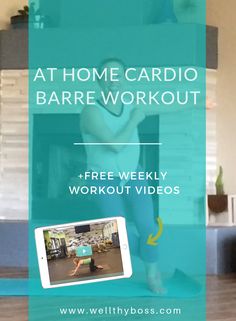 a person doing exercises on a yoga mat with the text at home cardio bare workout