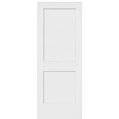 2-Panel Shaker White Primed Solid Core Wood Single Door 2 Panel Shaker Interior Door, Rail Door, Shaker Interior, Farmhouse Craftsman, Rustic Mediterranean, Interior Door Styles, Laminated Veneer Lumber, Contemporary Door, Solid Core