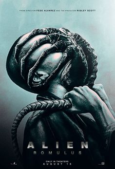 an alien movie poster with a woman in braids holding her hand to her face