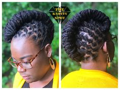 Locs Hairstyles Mohawk, Mohawk With Locs, Locs In A Mohawk Style, Dred Lock Styles For Women Mohawk, Petal Loc Mohawk, African Hair Salon, Women Dreads, Loc Twist, Dreadlocks Updo