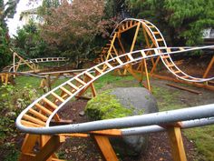 a roller coaster in the middle of a park