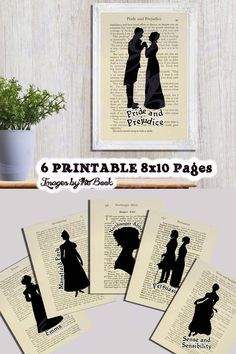 the silhouettes of two people are shown in this printable book page, which is also