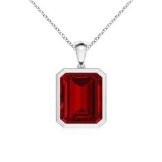 The bezel-set emerald-cut lab-grown ruby is the focal point of this pendant. Crafted in platinum, this solitaire pendant is just what you need to transform your everyday look. Ruby Pendant, Solitaire Pendant, Bezel Setting, Emerald Cut, Everyday Look, Focal Point, Lab Grown, Fall In Love, Platinum