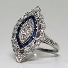 Created in Sleek 925 Sterling Silver Plating, this Gorgeous Victorian Antique Art Blue Sapphire Lab Created Diamond Ring is the emphifiny of Brilliance. Polished with a High Shine Platinum, Surrounded in Radiant Diamonds. Size: 10.  Gender: female.  Age Group: adult. Morganite Diamond Ring, Lab Created Diamond Rings, Blue Sapphire Diamond Ring, Antique Filigree, Engagement Ornaments, Colored Engagement Rings, Morganite Diamond, Zierlicher Ring, Blue Stone Ring