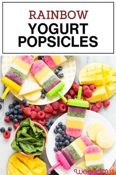 there are many different popsicles on the table