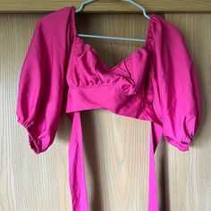 Never Worn Crop Top. Beautiful! But I’m Downsizing My Closet! Chic Spring Tops From Amazon, Chic Amazon Tops For Spring, Amazon V-neck Tops For Spring, Amazon V-neck Spring Tops, Amazon Tops, Tie Crop Top, Pink Tie, Pink Ties, My Closet