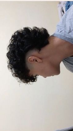 Mullet With Curly Hair, Low Burst Fade Curly Hair, Mens Hairstyles Curly Fade, Hair Cuts For Curly Hair Boys, Curly Mullet Fade, Trendy Mullet Men Curly, Curly Hair Mullets, Curls Hairstyles Men, Curly Hair Men Haircut Taper