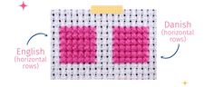 the instructions for how to make a weaving stitch pattern on a piece of fabric with pink thread