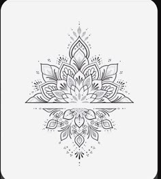 a black and white drawing of a flower with an ornate border in the middle, on a