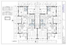 an architectural drawing shows the floor plan for a two story building with three car garages