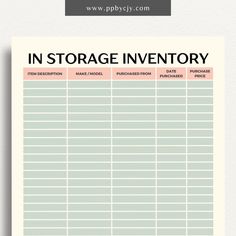 In Storage Inventory Printable Template – Digital download for cataloging and managing items stored in various locations. Printable Inventory Sheets, Garage Closet Organization, Inventory Organization Storage, Home Inventory List, Ebay Inventory Organization, Inventory List Template, Inventory Printable, Inventory Organization, Garage Closet